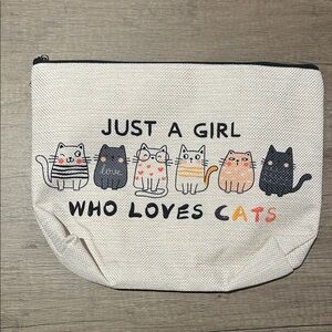 Cat Lover's Cream and Black Pouch